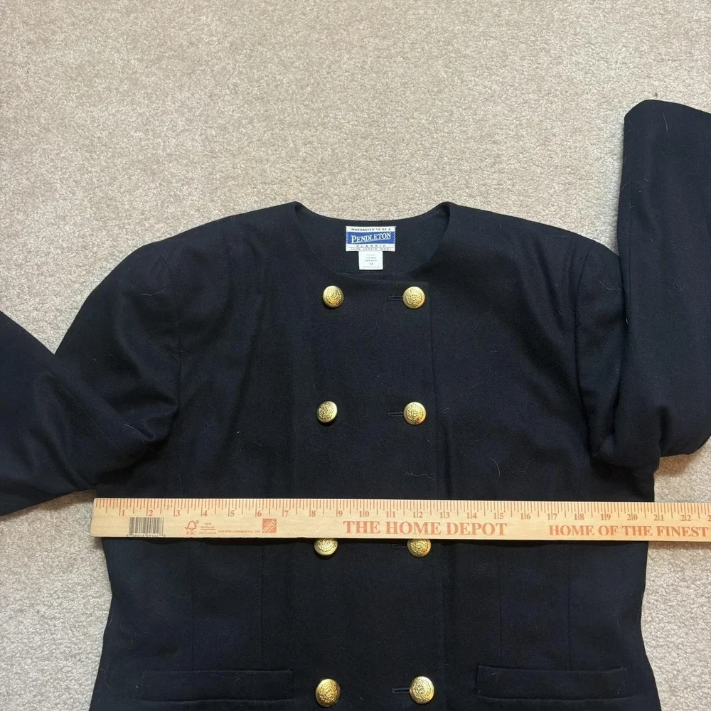 Vtg Pendleton Blazer Jacket Womens 14 Black Wool Nautical Gold Button USA 80s - Picture 6 of 9